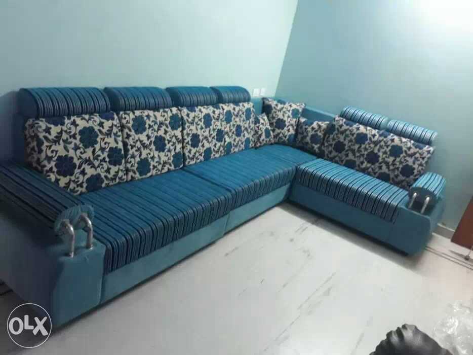 Blue Floral Sectional — Custom Upholstery